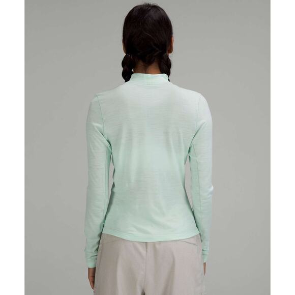 Lululemon Lab Merino Wool-Blend Mock Neck Long Sleeve Shirt Womens 8 Ice Green - Picture 2 of 9